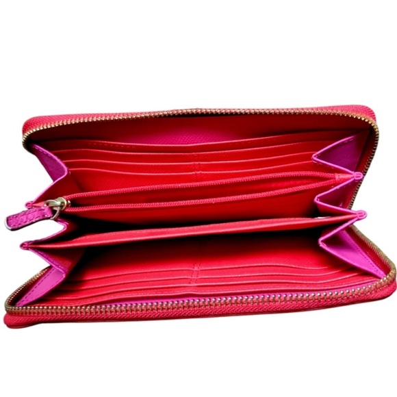 Coach Two-Tone Pink & Red Zip Wallet EUC - Picture 4 of 7